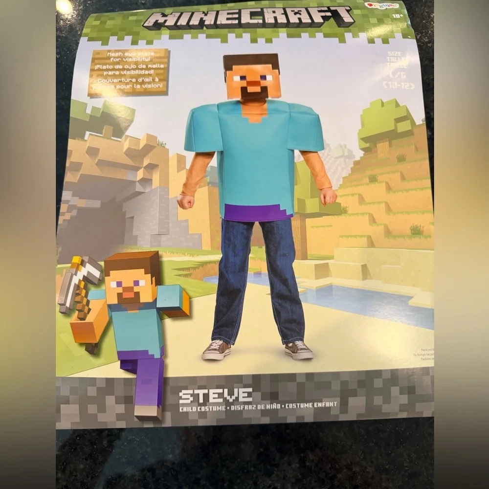 Minecraft Steve Costume - Youth Costume Size Large 10-12